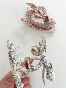 OUSEON 布艺蝴蝶结发爪夹 - 柔软质感女士发饰，轻柔防滑，适合日常佩戴，优雅发夹，适用于工作、学校、特殊场合，秋季配饰，冬季发夹，适合度假装扮，女士夏季装扮 - 白色 - 查看 6