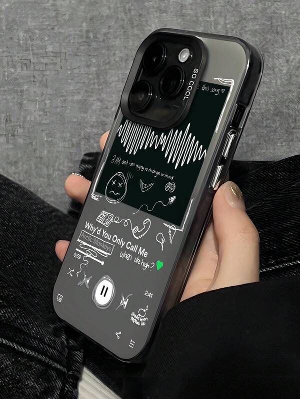 1 pieza Funda de teléfono con diseño de reproductor de música, estilo minimalista, funda de teléfono mate creativa resistente a golpes, regalo de vacaciones para niños, compatible con iPhone 7/8/X/XS/XR/11/12/13/14/15/16 Pro Max, Infinix, Honor, Vivo, Redmi, OPPO, Realme a prueba de agua y resistente a arañazos