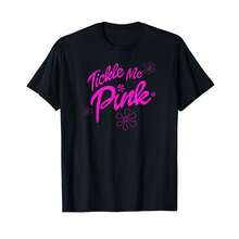 Adorable Tickle Me Pink Retro Flower Power Bubble Gum Pink T-Shirt; SY Gifts For Dad - Black - View 1
