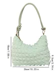 1 pieza Bolso de hombro con plisado tipo burbuja de estilo dulce para mujer, versátil bolso de unicolor para uso diario, pequeña cartera para monedas y bolso de mano para la noche, bolsas de viaje y compras para exterior, morral casual para estudiantes y trabajadores de oficina.