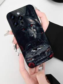 1 Stück Rose Wolf Auto Aufdruck 2D Muster, modernes kreatives Design, eleganter Stil, geeignet als Geschenk für Ältere, Freunde, Familie, Paare, Geburtstag, Feiertage. Schwarze matte Schutzhülle mit vollem Schutz, kompatibel mit iPhone 16/15/14/13/12/11/Pro/ProMax/X/XR/XS/XSMAX/7/8/PLUS und Modellen