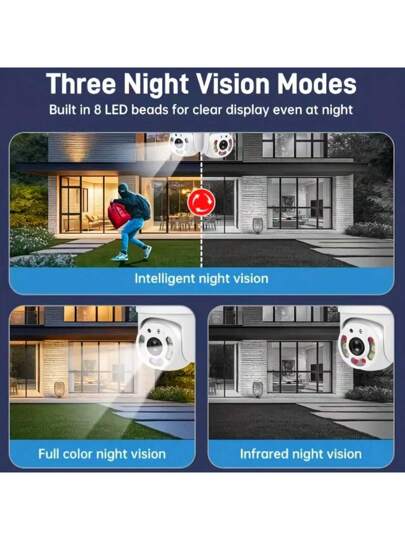 1080P Wireless Wi Fi Security Camera Motion Tracking 360° View, Home/Office Monitoring, ful Night Vision, Dual Way Audio, PTZ, Cloud Storage view 3