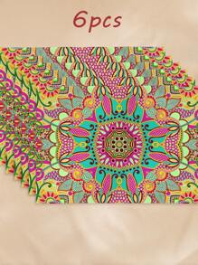 6/4pcs Kitchen And Table Cloths, Bohemian Geometric Pattern Table Mats For Dining Room, Kitchen, Dining Table