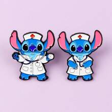 Disney 1 pièce Broche Disney Stitch, épinglette émaillée distinctive - Insigne mignon pour sacs à dos et vêtements, accessoire de broche pour vêtements, attache de sac