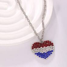 1 pieza Collar de lujo con forma de corazón con micro-incrustación de circonia cúbica, collar con colgante de corazón 3D de colores