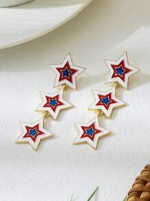 1 Pair Exaggerated Fashion Oil Drip Star Shaped Long Women Pendant Earrings, Versatile For Everyday Wear