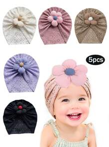 1 Cappellino carino per bambini in stile europeo e americano per primavera ed estate, cappello morbido e sottile con fiori e lavorazioni traforate, cappellino per bambini