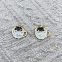 10个可爱猫咪珐琅饰品 - 锌合金吊坠，可用于DIY耳环、手链和项链 - 吊墜貓咪 - 查看 3