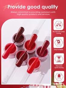 CHOSEOS 6-Piece Red Acrylic Crystal Powder Set, Salon-Quality DIY Nail Art Kit, Perfect For Beginners And Professionals