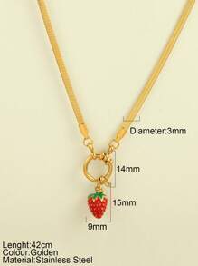 Colar de corrente de cobra dourada com pingente criativo de frutas, cereja e morango, acessório de colar feminino para férias de verão na praia, 1 peça