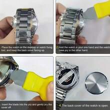 Watch Repair Tools, Multiple Sizes Available, Watch Maintenance, Case Opener, Case Back Opener, Portable Case Back Opener, Suitable For Home And Professional Watchmakers. Watch Battery Replacement Tools: Watch Battery Opener, Case Back Opener, Strap Adjustment Tool - Durable, Easy To Operate, Ideal Choice For Watch Repair - Yellow - View 8