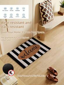 1件装长方形水晶绒迎宾门垫，室内/室外入口地垫，饰有“欢迎回家”字母图案，防滑、防污、耐磨。适用于室内/室外，是厨房、卫生间和露营主题装饰的理想之选。厨房地垫采用露营主题设计，机器编织工艺精湛。是理想的露营装饰品，也是毕业典礼和其他节日的礼物。厨房地毯