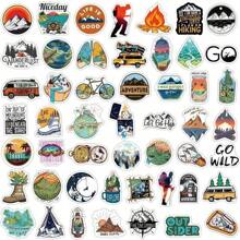 50/100Pcs Cartoon Outdoor Camping Posters, Beach Surfing Craft Supplies & Stickers, Graffiti Watercolor Summer Hiking Durable Stickers, Adventure Sports Packaging Sealing Label Stickers, For Party, Scrapbook, Gifts, Journaling, Laptop, Skateboard, Bikes, Bottles, Phone, Notebooks, Car