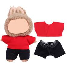 1 pièce T-shirt de poupée en couleur unie, short en jean bleu/rayé, Sweat-shirt à capuche, nouvelle tenue de poupée à la mode et minimaliste, en tissu polyester doux, convient aux filles de 3 ans et plus, étudiants, accessoires de poupée jouet pour enfants, fête, cadeau d'anniversaire