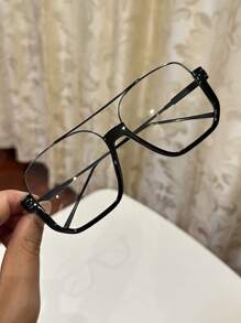 1 Stück Damen Mode Vintage Quadratische Piloten Oversized Schwarze Nicht-Verschreibungsbrille, Lässig Dekoration für täglichen Ausgang und Straßenfotografie