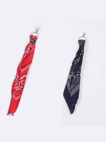 2pcs/Set Retro Printed Bandana Chain, Street Hiphop Accessory