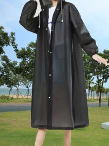 3pcs Black High-Quality Thick EVA Full Body Adult Raincoat - Sports Raincoat With Buckle Front, Semi-Transparent Design And Elastic Cuffs, Suitable For Outdoor Cycling, Hiking, Running - Lightweight And Portable, Outdoor Rain Protection | Full Body Raincoat | Windproof EVA Insulation, Galentines, Puppy, Carnival, Spring Summer Picks, Brides Maid Gifts, Room, Bedroom Decor, Bedroom Decor, Beach, Travel, For Men, For Women, Vacation,Cute Stuff - Black - View 6