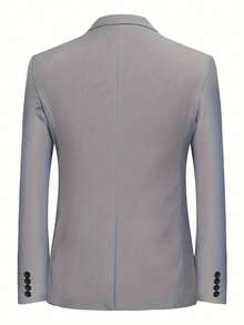 2 Pieces Formal Men Suit, Solid-Color Office/Party/Business Blazer Jacket & Pants Set - Grey - View 2