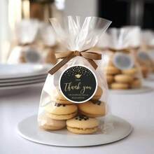 48/96 件定制毕业感谢贴纸 - 个性化姓名和年份设计，优雅的黑色和金色毕业帽主题，耐用的聚丙烯信封标签，用于毕业庆典、毕业派对装饰、庆典配件、精致的排版、高品质印刷，适用于学校用品、返校