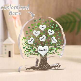1pc Personalized Acrylic Tree Of Life, Personalized Acrylic, Acrylic Block With Name, Mother's Day Gift, Father's Day Gift, Family Keepsake, Customized Child's Name, Birthday Gift, Gift For Mom