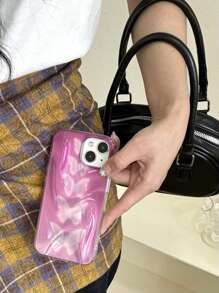 Funda de teléfono de estilo coreano con diseño degradado ondulado tipo aurora borealis para 16 Pro Max, funda protectora suave con diseño de mariposa para 15 Pro, 13, diseño minimalista e para 14