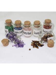 Set de 15 piezas de piedras de cristal de chakra naturales, incluye piedras naturales enrolladas y piedras trituradas, adecuado para hacer pulseras de meditación y manualidades de regalo