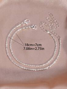 2 Stücke glitzernde Knöchelketten für den Strand, modischer Fußschmuck-Accessoire für den täglichen Gebrauch für Frauen