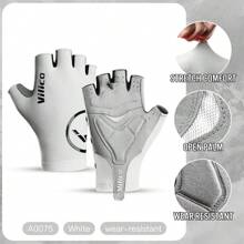 Vilico 1 Pair Of Black And White Blue And Red Short Finger Gloves,Gym Half Finger Gloves,Outdoor Sports Style Men'S And Women'S Gloves,Thick Shock-Absorbing And Anti Slip Palm Pad Gloves,Breathable And Wear-Resistant Fabric Suitable For Fitness,Running,Weightlifting,Volleyball,Basketball,Badminton,Cycling,Hiking,Climbing,Dancing,Outdoor Camping,Fishing,Bike Half Finger Gloves