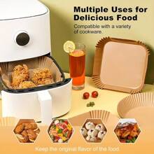 200/100/50pcs Air Fryer Liners, Non-Stick Paper Sheets For Baking, Roasting & Microwave - Easy Clean, Individual Paper For Healthier Cooking - Hotel & Commercial Use