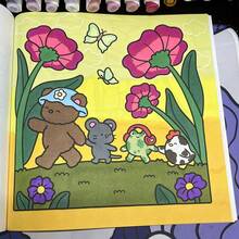 "Little Friends", "Pet Moments", "Dreamy Friends", "The Little Cat" | Puzzle & Stress Relief | Adult Coloring Book.Including Fantasy And Cute Pet Moments: Little Animals Walking Under Flowers, Fishing By The Stream And Other Cozy Scenes.The Patterns Are Exquisite And The Lines Are Clear.Perfect As Graduation Season Or Children's Day Gifts.(Recommended For Use With A Painting Pad)Back To School.School Supplies - White - View 4
