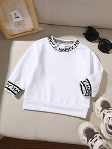 Áo thun cổ tròn in chữ thời trang giản dị cho bé trai mới về, Xuân/Hè - trắng - Xem 3