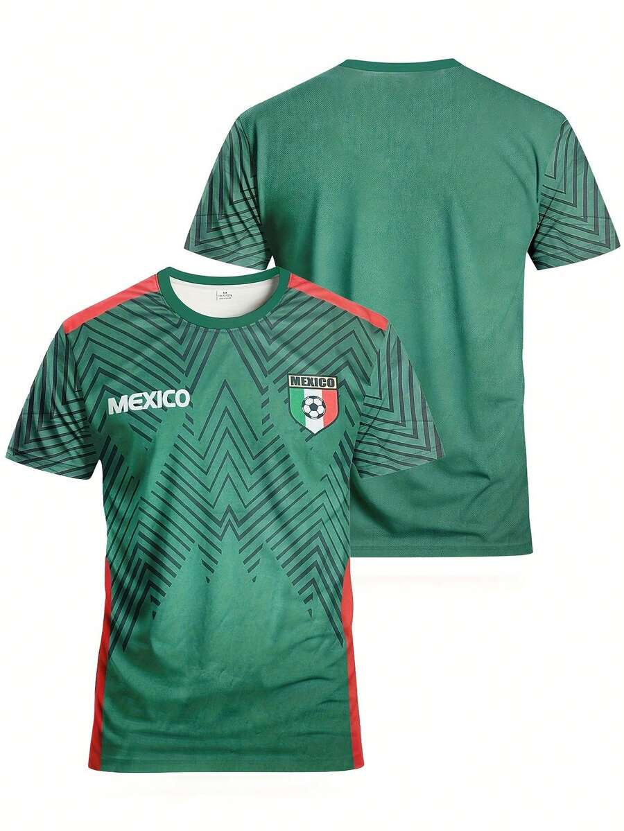 Maglia da calcio personalizzata per uomo del Messico: comoda e adatta per partite, allenamenti, uso quotidiano e regalo per le vacanze, in tessuto 100% poliestere microelastico con stampa digitale 3D. Felpa sportiva casual da uomo: comoda e adatta per partite, allenamenti, uso quotidiano e regalo per le vacanze, in tessuto 100% poliestere microelastico con stampa digitale 3D. - Verde Scuro - Visualizzare 1