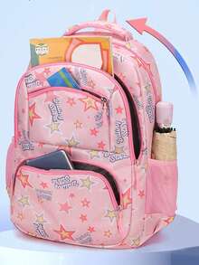 Cute Girls Backpack School Bag Gradient Color Princess Style Backpack Star Pattern Best Gift For Girls Beautiful Color Lightweight Middle School Student Backpack Back To School Season Gift Multi-Pocket Large Capacity Shoulder Handbag - Multicolor - View 4
