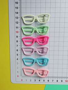 10个装多巴胺糖果色眼镜发夹，迷你逼真小眼镜金属框发夹，可爱Y2K女孩刘海夹，卡哇伊趣味发饰，女孩刘海顶部发夹音乐节发饰 - 彩色 - 查看 6