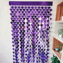 1 Piece Metallic Heart Curtain For Party 1mx2m Metallic Ribbon - 紫色的 - 查看 1