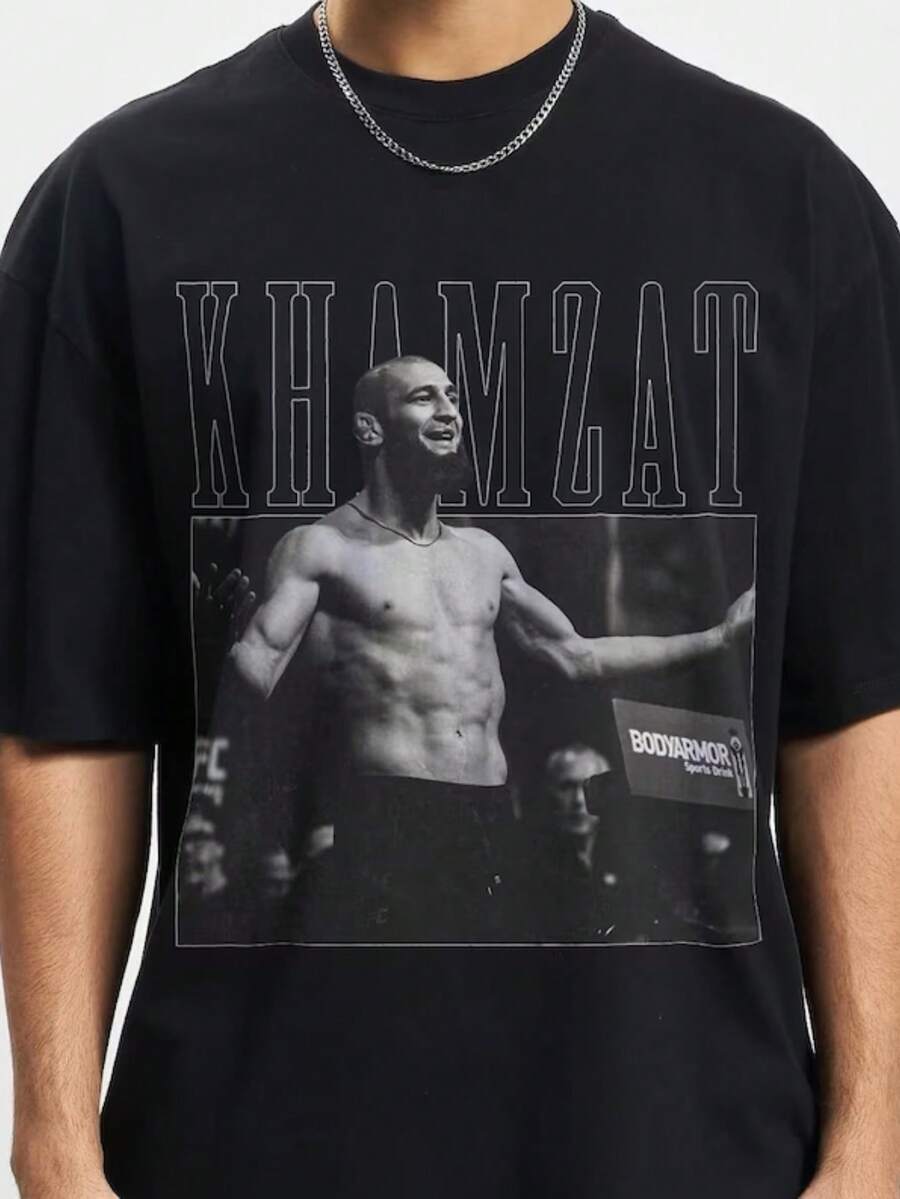 Khamzat Chimaev Fighter T-Shirt Unisex 100% Cotton Streetwear New Arrival Shipping Various Colors!! PLUS SIZE - màu đen - Xem 1