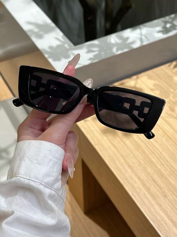 1/2/3pcs Retro Plastic Frame Geometric Glasses For Outdoor Travel, Stylish Decorative Fashion Glasses, Beach Accessories, Women's Beach Accessories, Glasses, Basic Autumn And Winter Women's Clothing, Business Casual Gift Chain, Elegant Dress, Suitable For Summer Beach Vacation, Outdoor, Travel
