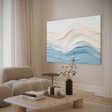 1PC Blue Beige Ocean Waves Thick Textured Wall Art Original Sea Abstract Painting Horizontal Long Narrow (1)18 - Nhiều màu - Xem 5