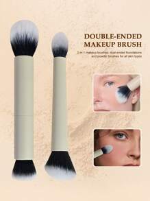 1 Stück doppelseitiger Pinsel, Makeup Pinsel, Multifunktions-Kosmetikpinsel für Foundation, Concealer, Highlighter und Rouge. Urlaubsmake-up Pinsel.