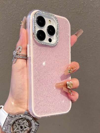 Luxury Glitter Rhinestone Glossy Soft Phone Case Compatible With IPhone17 16 15 14 13 12 11 Pro Max Plus Soft Shockproof Back Cover