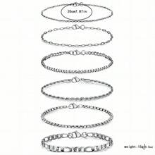 6pcs Minimalist Stainless Steel High Quality Men's Bracelet Set, Cuban Chain 3:1 Chain Unisex Daily Wear, Best Gift, Non-Fading, Non-Allergic