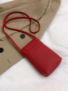 Minimalist Handy Sling Phone Pouch Bag, Compact & Lightweight For Walking, Summer - Red - View 9