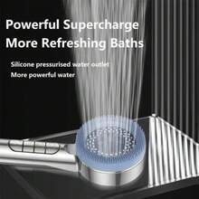 (Pojedyncza głowica prysznicowa/zestaw 3 szt.) Głowica prysznicowa ABS do użytku domowego, z filtrem i ciśnieniem, z 4 ustawieniami, z wężem ze stali nierdzewnej o długości 1,5 m i uchwytem na głowicę prysznicową ABS bez konieczności wiercenia