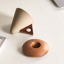 CEEFU Pottery Coffee And Tea Cup With Wood Saucer, Best For Latte, Cappuccino, Tea Or Espresso