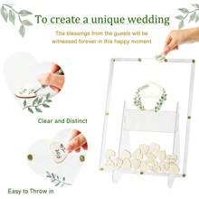 2025Hot SaleAerWo Wedding Guest Book, Guest Book Wedding Reception, Acrylic Guest Book Drop Box With Stand, Plywood Box, Wooden Hearts And Marker Pen, Wedding Signs Ceremony And Reception