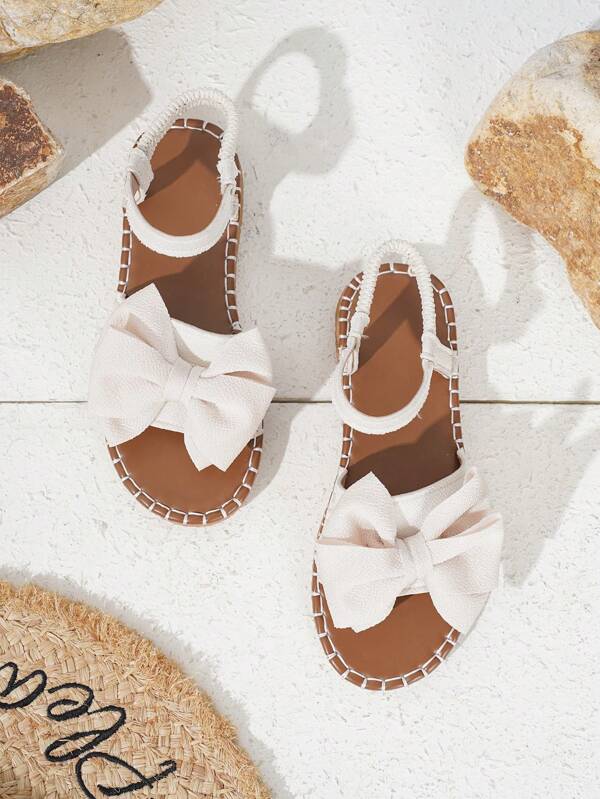Large Bow Decor Flat Sandals, Fashion Casual Slip-On Beach Shoes For Teenagers And Plus Size Women, Summer