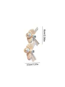 Set de 4 pinzas para el pelo con lazo blanco y rosa, pinzas laterales con perlas para niñas, accesorios para el cabello