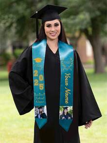 Custom Text And Photo Graduation Sash, Personalized Graduation Stoles, Kindergarten Graduation Sash, Satin Fabric Graduation Party Decorations - Style a - View 4