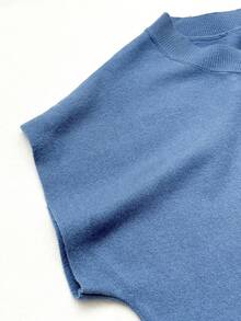 Áo thun ngắn tay dáng rộng, áo croptop dệt kim không tay độc đáo, áo lót màu trơn mùa hè. - Màu xanh của chim công - Xem 5
