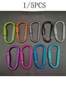 1/5pcs-Heavy Duty D-Shape Mountain Buckles - Sturdy Twist-Lock Metal Clips For Camping, Hiking, Backpacks | Locking Buckle For Hammocks, Dog Leashes, Harnesses